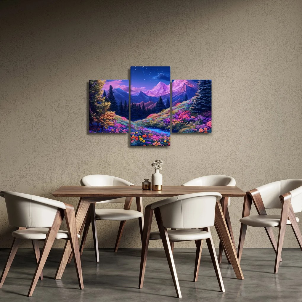 Kép - Lila táj teljes holdfénynél (90x60 cm)