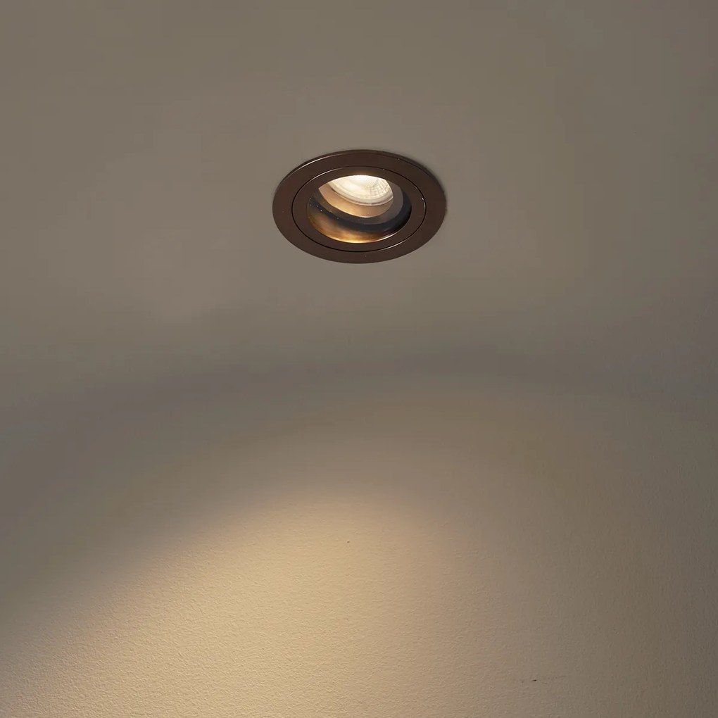 Modern süllyesztett spotlámpa sötét bronz forgatható és dönthető IP44 - Chuck
