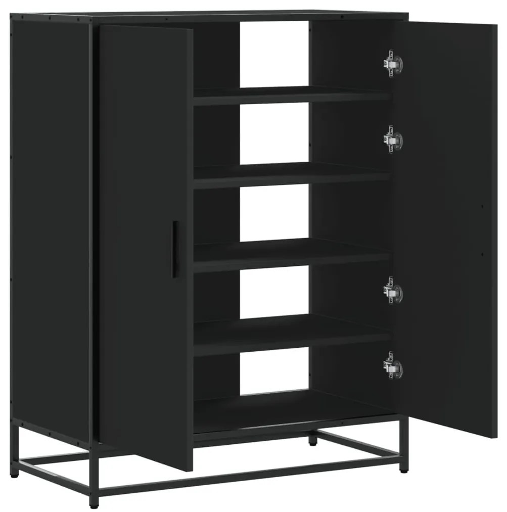 vidaXL fekete szerelt fa és fém cipőszekrény 75 x 38 x 97,5 cm