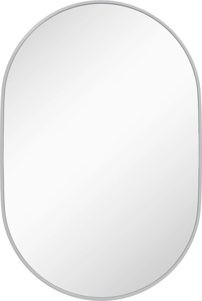 HOMCOM Ovális Fürdőszoba Tükör 60x90 cm Alumínium Kofferral Dísztükör Havonta vagy Függőlegesen | Aosom