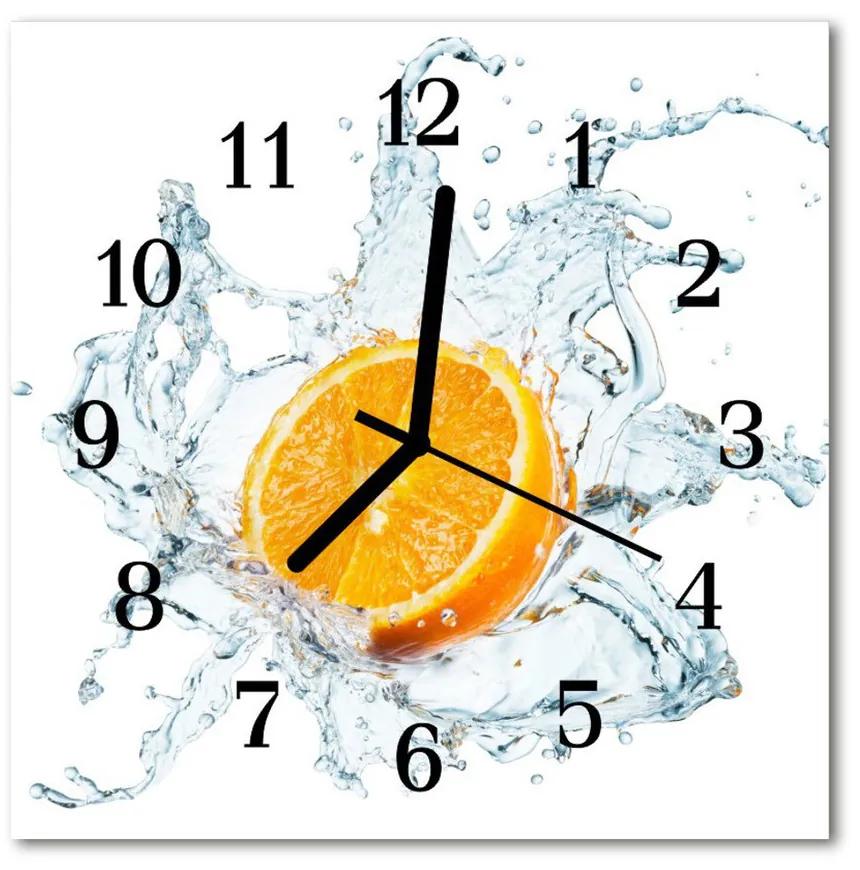 Négyzetes üvegóra víz narancs 30x30 cm
