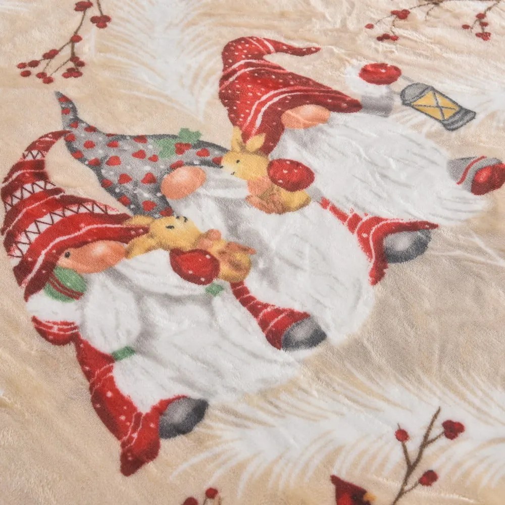 Krémszínű mikroplüss takaró karácsonyi mintával 150x200 cm Goblin – My House