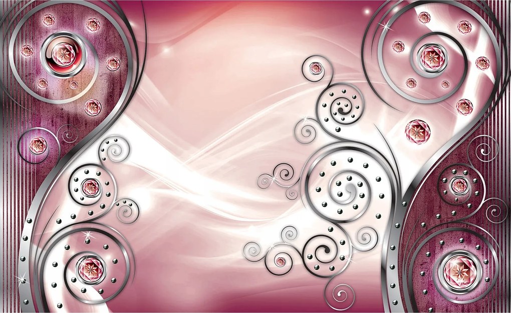 Fotótapéta Rózsaszín kristályok fém színátmenetes vinil 368x254 +ragasztó