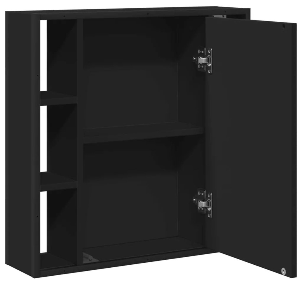 fekete szerelt fa fürdőszobai tükör 60 x 16 x 60 cm