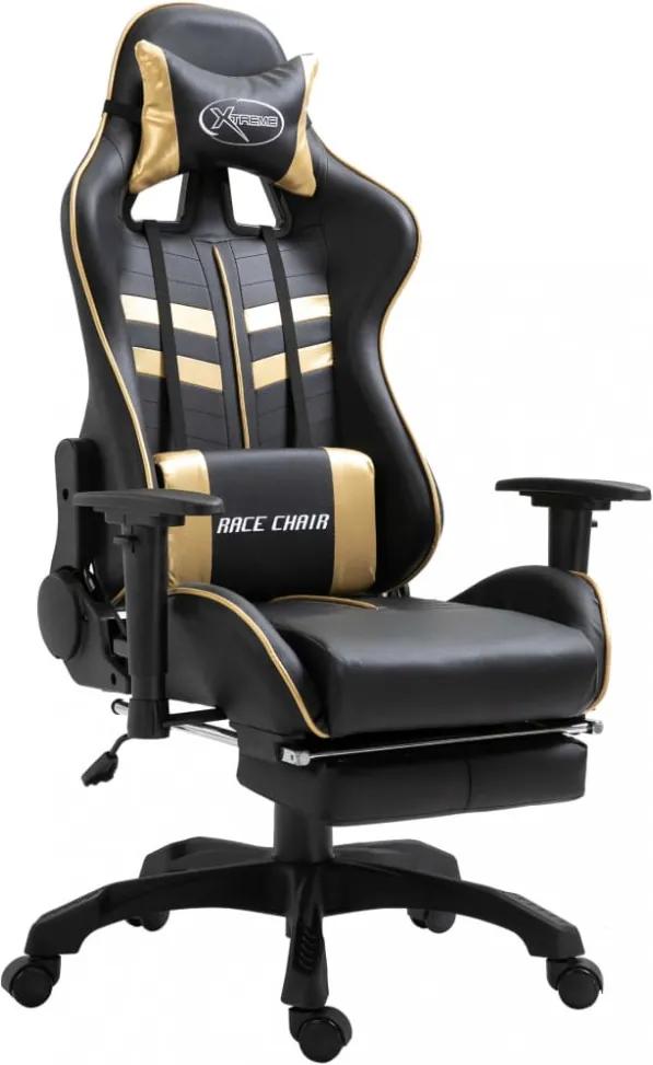 Aranyszínű pu gamer szék lábtartóval