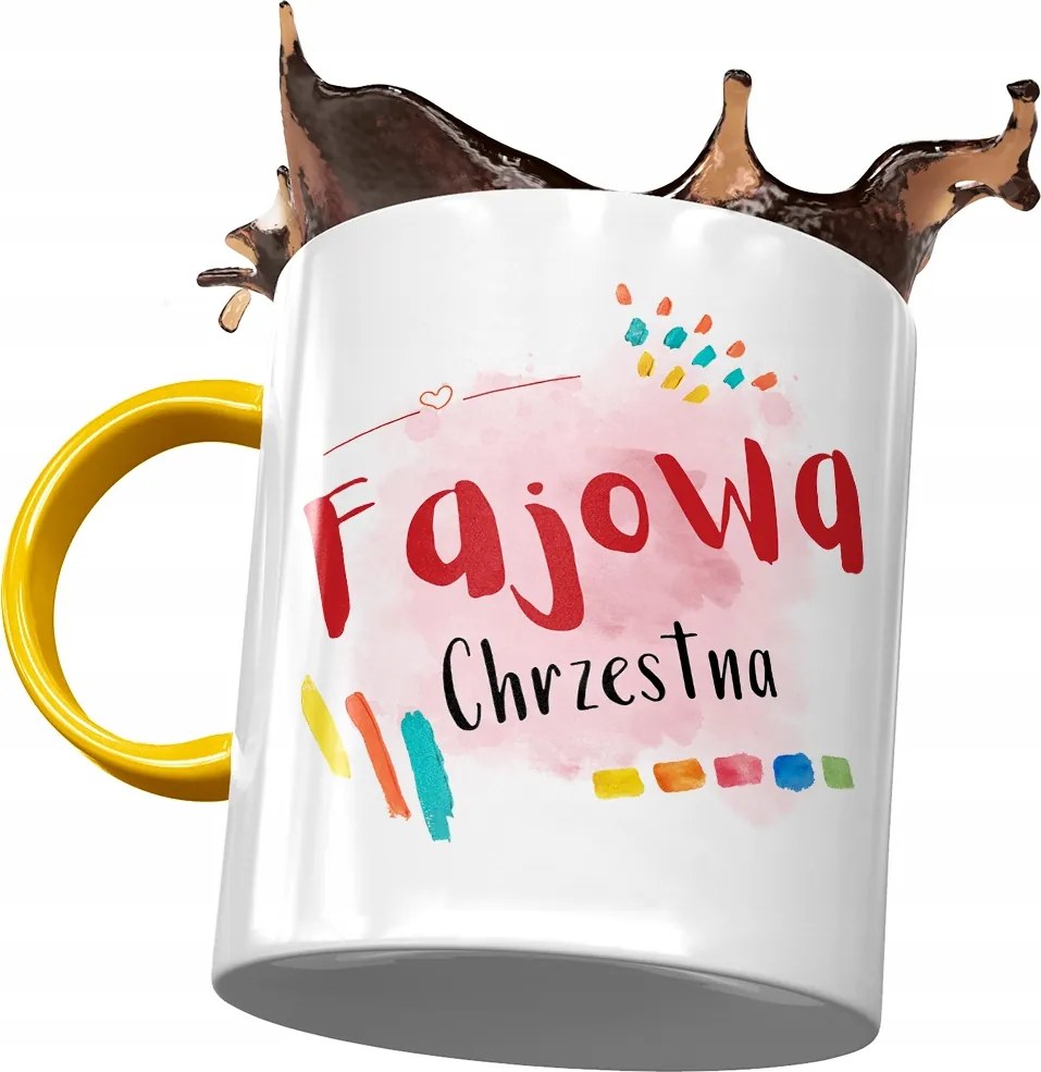 Sárga Bögre Keresztelőre Születésnapra Ajándék Nyomtatott Fotóval