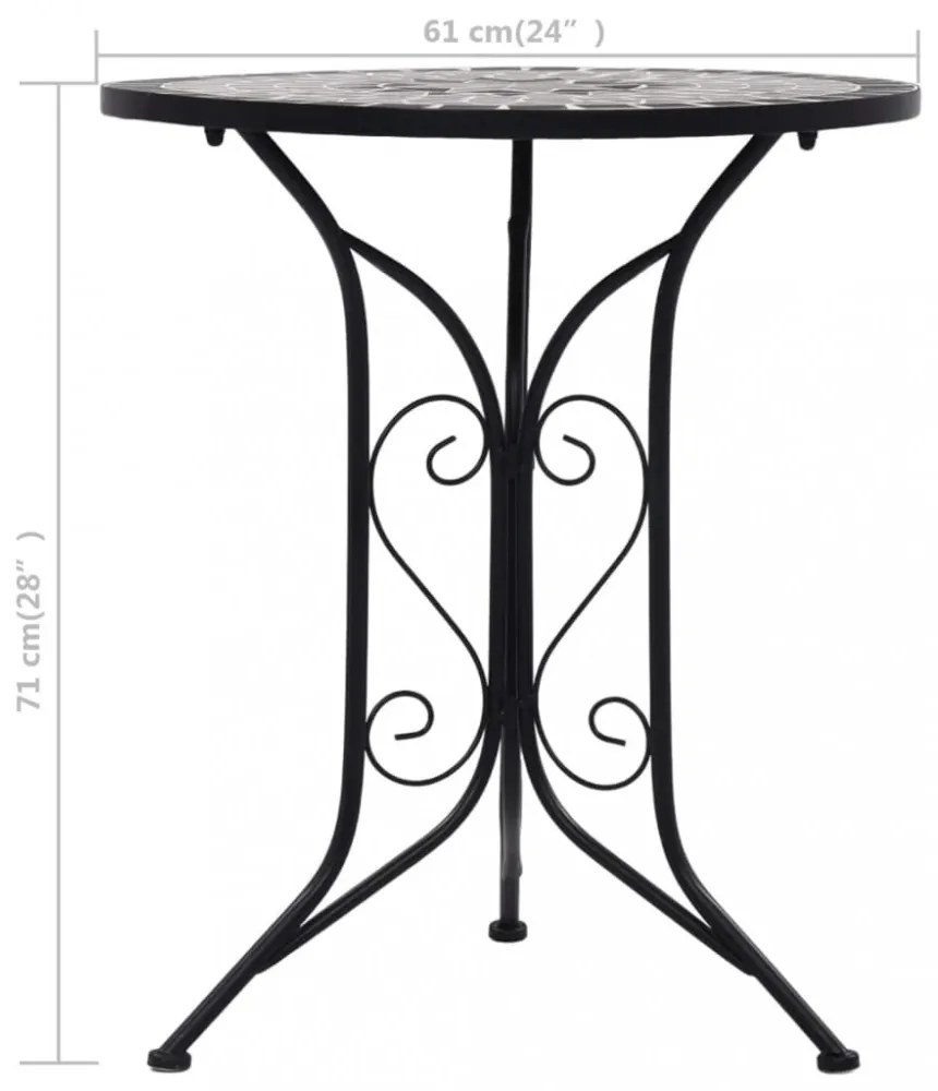 szürke kerámia mozaikos bisztróasztal 60 cm