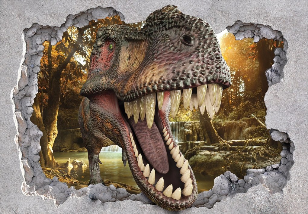 Flizelin fotótapéta Tyrannosaurus Rex dzsungel vízesés 400x280 +ragasztó
