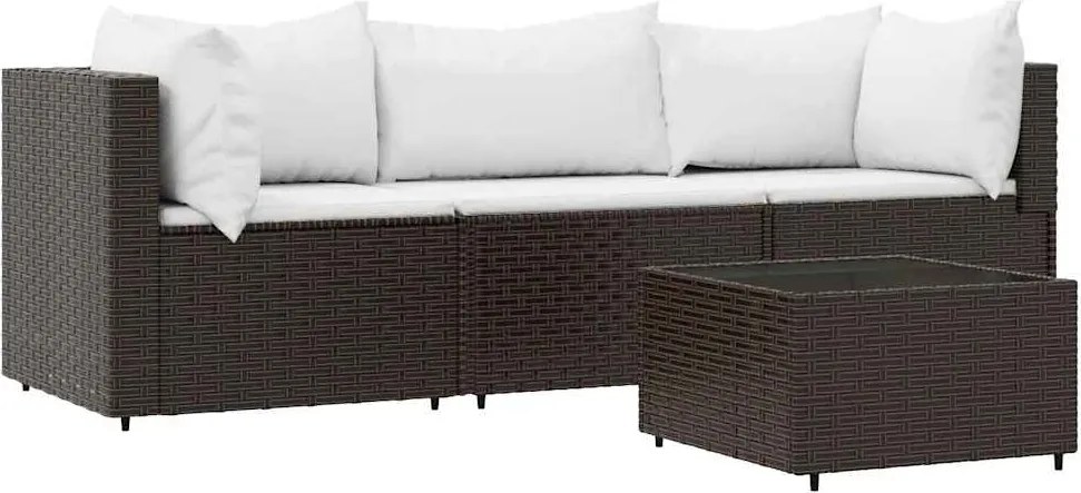 vidaXL 4 részes barna polyrattan kerti ülőgarnitúra párnákkal