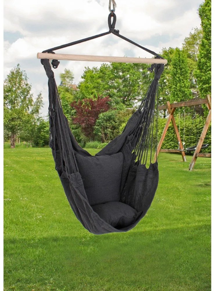 Fekete párnázott kerti függőfotel Tobago – Garden Pleasure