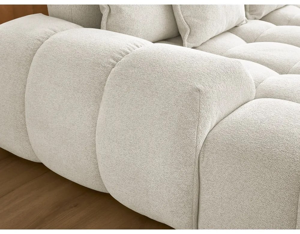 Fehér zsenília kinyitható-tárolóhelyes sarokkanapé (jobb oldali-U alakú) Everest – Bobochic Paris