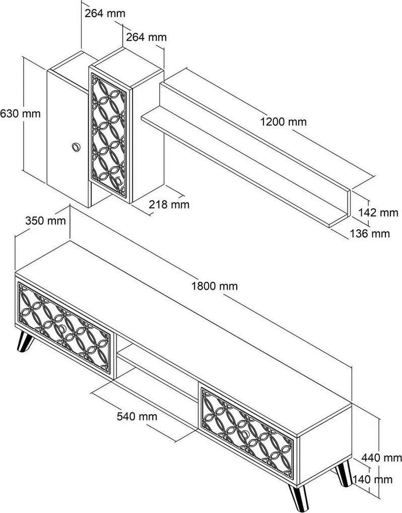 Classe Walnut and Chalcedony TV-fal