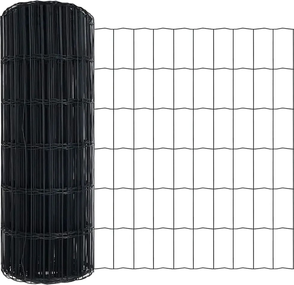 vidaXL Európai Kerítés Szürke 0,8 x 25 m PVC-bevonatú vas