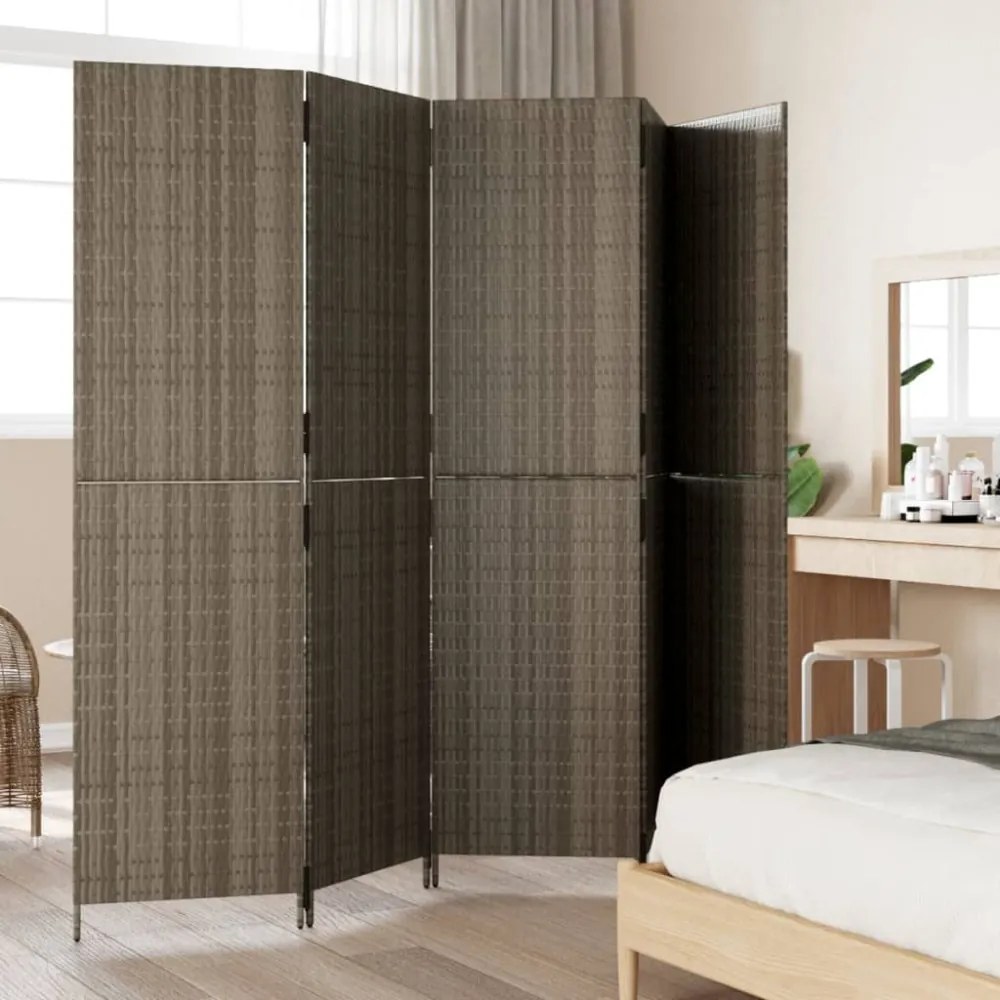 szürke 5-paneles polyrattan térelválasztó
