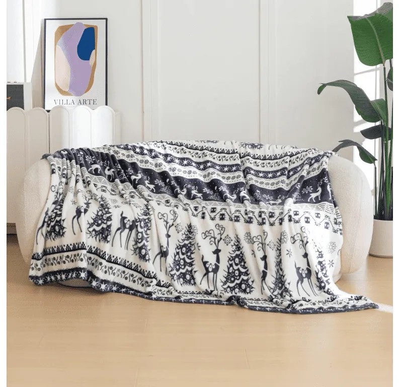 Mikroplüss takaró WINTER DEER, szürke Méret: 150 x 200 cm