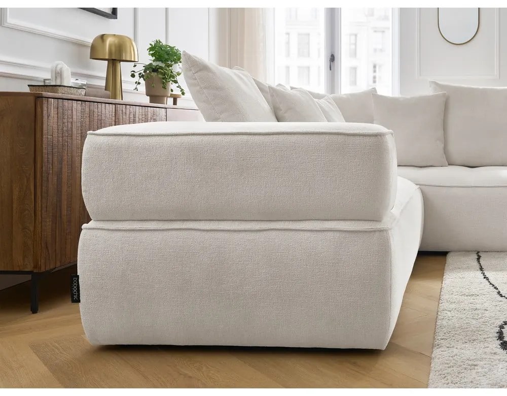 Bézs zsenília sarokkanapé (jobb oldali-L alakú) Whesley – Bobochic Paris