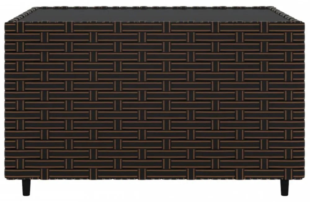 barna polyrattan négyzet alakú kerti dohányzóasztal 50x50x30 cm