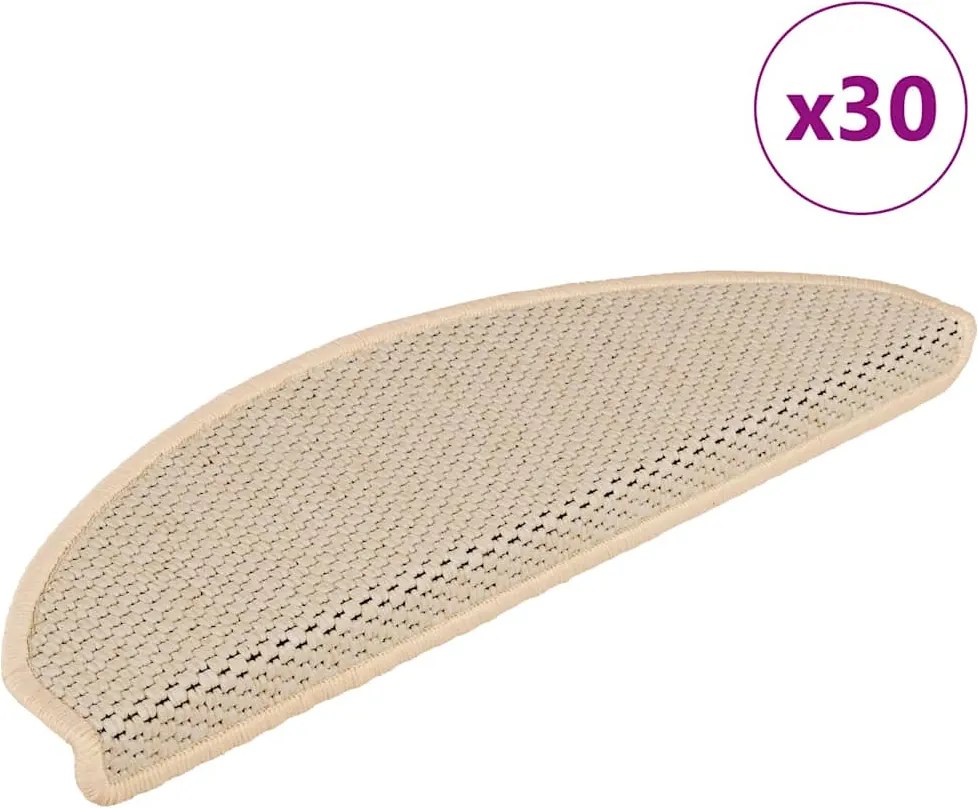 vidaXL 30 db lépcsőszőnyegek öntapadós szizál kinézetű 65x21x4 cm