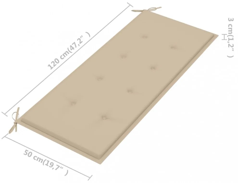 tömör tíkfa Batavia pad bézs párnával 120 cm