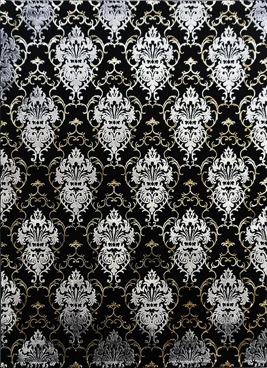 Szőnyeg 200x290 Arany Fényes Cérna Dísz Fekete