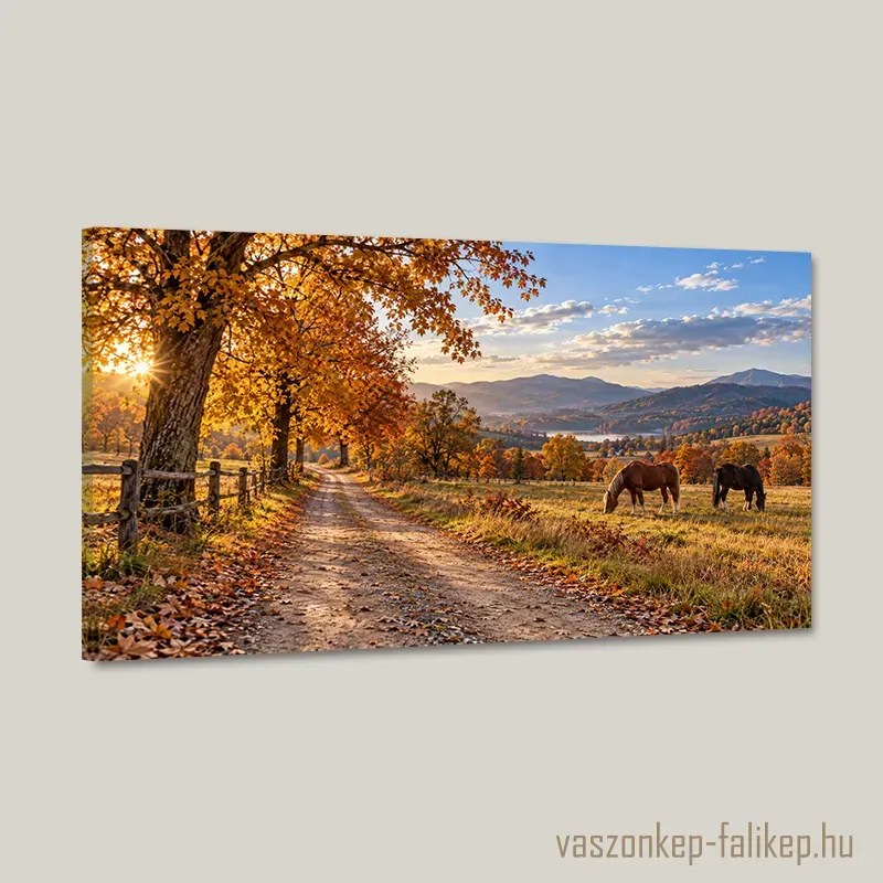 Őszi ösvény vászonkép – részletgazdag nyomat 40x23 cm