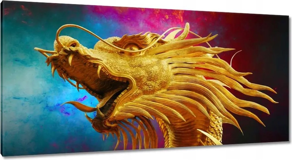 Vászonkép 115x55 Arany kínai sárkány