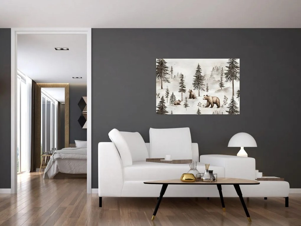 Kép - Erdő medvékkel (90x60 cm)