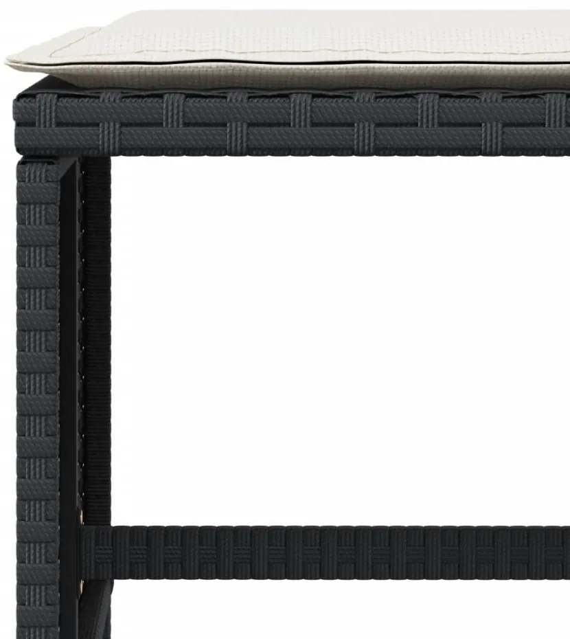4 db fekete polyrattan kerti szék párnával 41 x 41 x 36 cm
