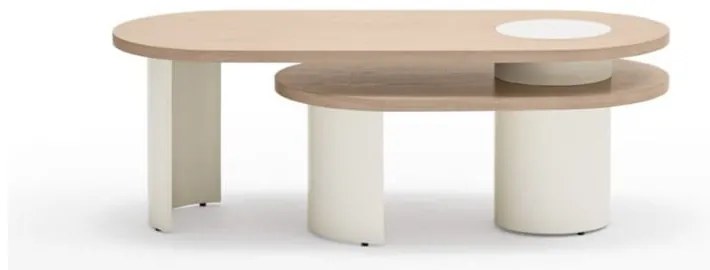 Fehér dohányzóasztal kőrisfa dekorral 120x50 cm Nori - Teulat