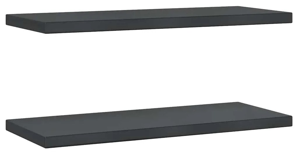 2 db fekete rozsdamentes acél fali polc 75 x 30 x 3 cm