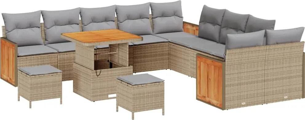 vidaXL Kerti Kanapé Szett párnával 13 pcs Beige és Világosszürke