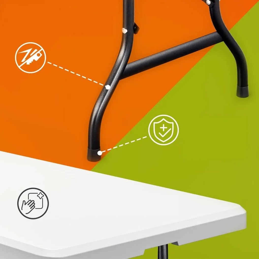 KAMIL összecsukható büféasztal, 76x183x74cm, fehér Casaria