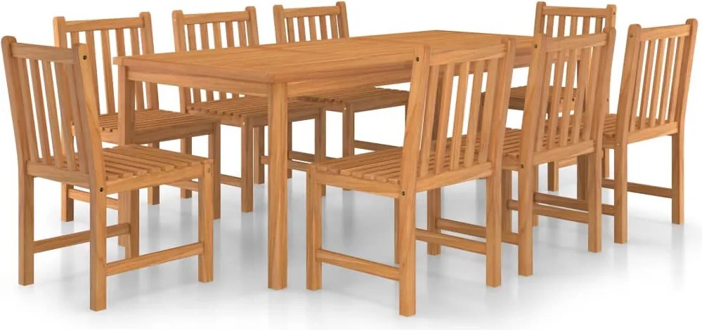vidaXL 9 darabos tömör tíkfa kerti étkezőgarnitúra 200 x 100 cm