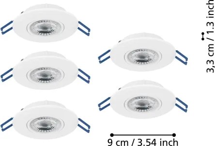 Eglo 300185 - 5 darabos LED beépíthető mennyezeti lámpa GEDREZ LED/4,9W/230V átm. 9 cm fehér