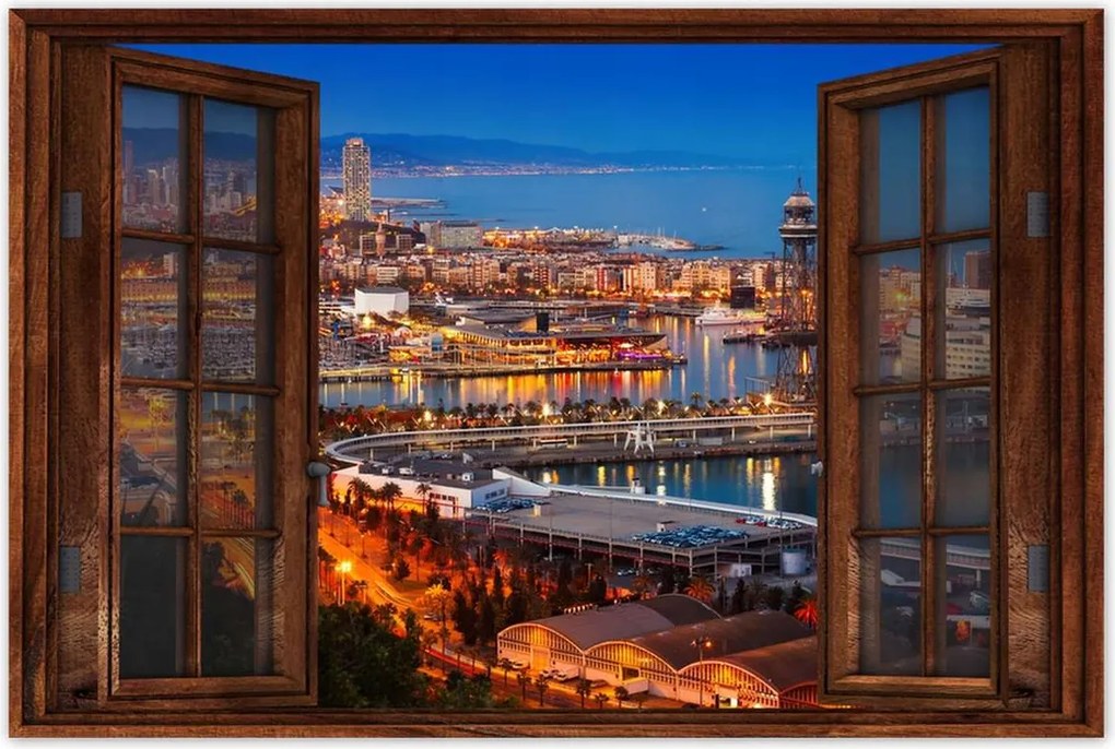 Poszterek 120x80 Barcelona Éjszakai tájkép