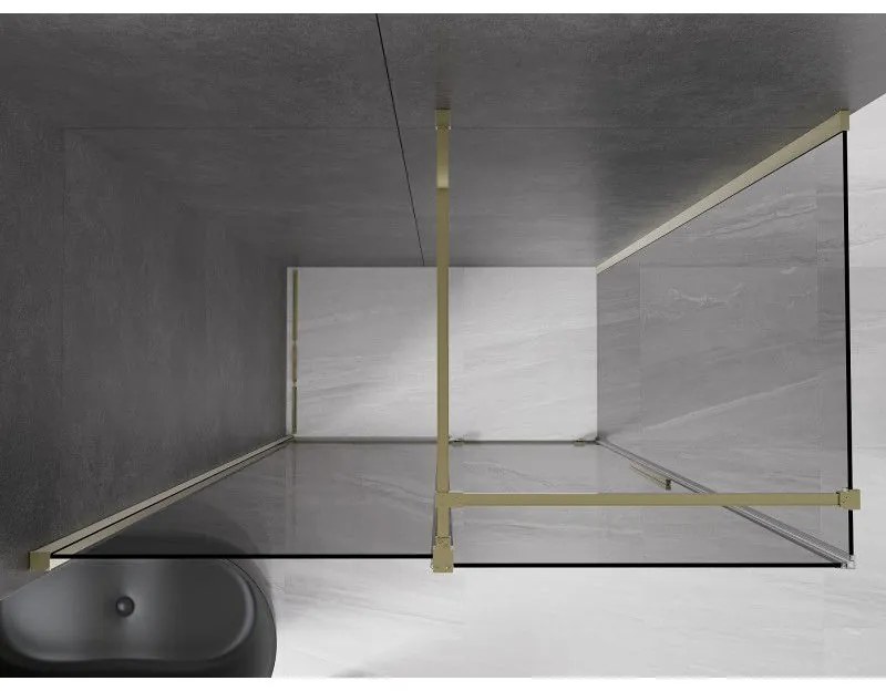 Mexen Velar, zuhanykabin tolóajtóval 140 x 80 cm, 8mm szürke üveg, arany fényes, 871-140-080-41-50