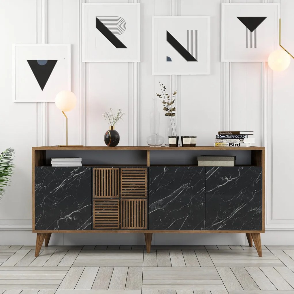 Milan 160 - Walnut, Black Marble