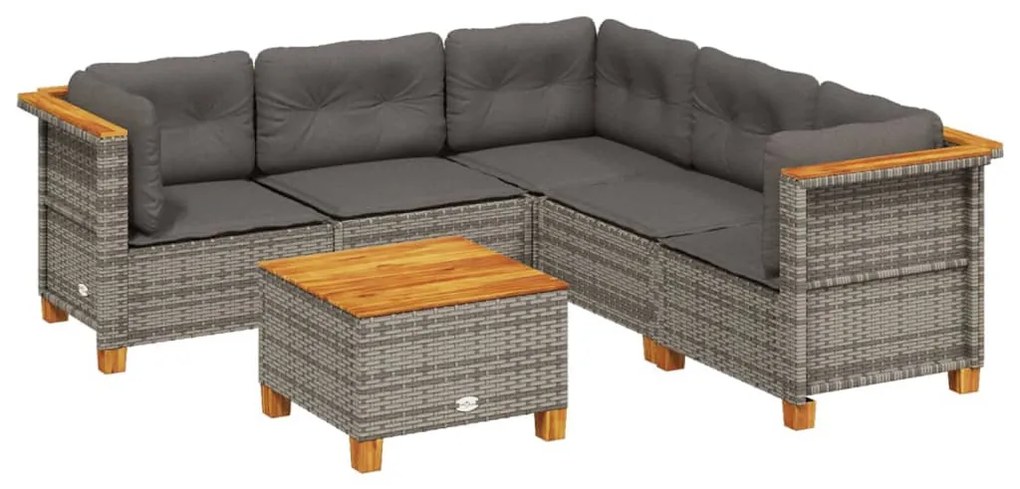 6 részes szürke polyrattan kerti ülőgarnitúra párnákkal