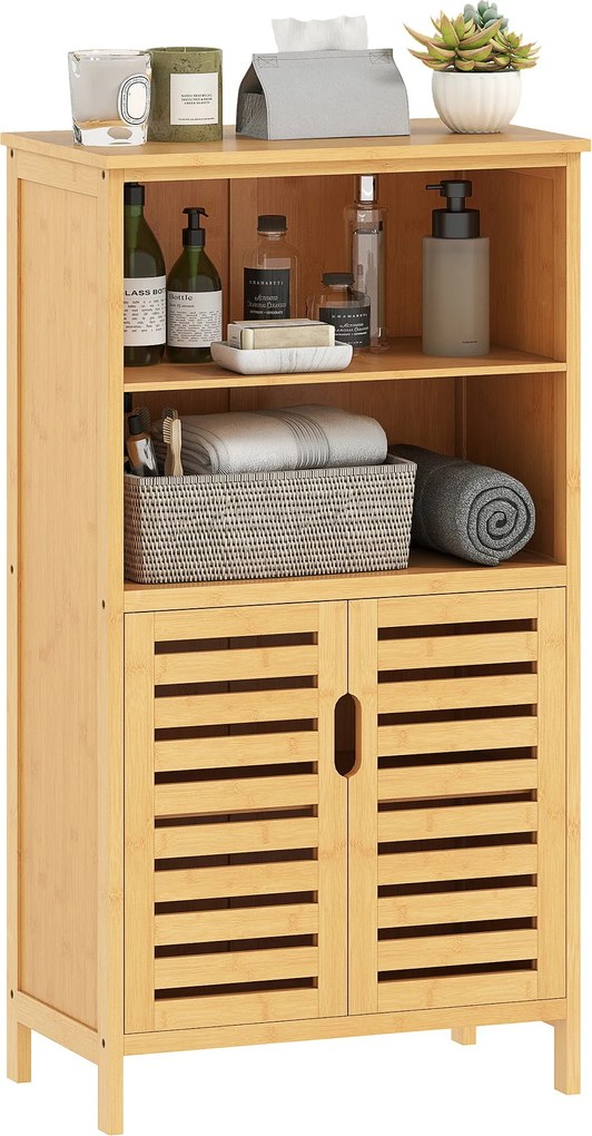 kleankin Fürdőszobaszekrény, Bambusz Alatti Szekrény, Fürdőszobaszekrény Lámás Ajtókkal, Oldalszekrény, Többcélú Szekrény Antikibiztosítóval, Vidéki S