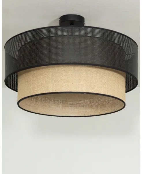 BORHO felületre szerelhető csillár 1xE27/60W/230V, átm. 40 cm, fekete/juta