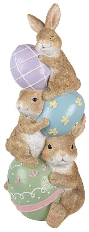 Nyuszi trió tojásokkal húsvéti dekorációs figura