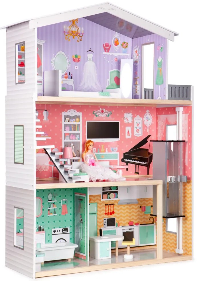 Nagy fa babaház mozgatható lifttel