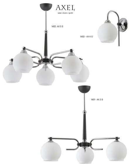 Jupiter 1401 - AX 3 G - Csillár rúdon AXEL 3xE27/60W/230V