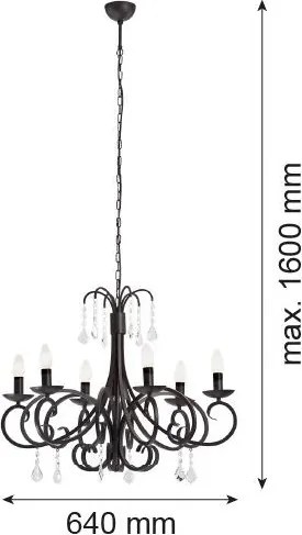ARGON 2562 DIADEMA Kristály Csillár Fekete E14 IP20