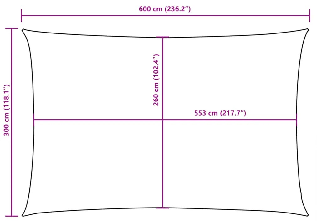 barna téglalap alakú oxford szövet napvitorla 3 x 6 m