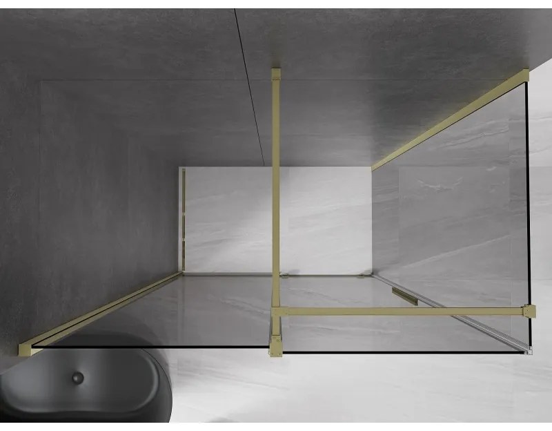 Mexen Velar, tolóajtós zuhanykabin 150 x 70 cm, 8mm szürke üveg, arany matt, 871-150-070-41-55