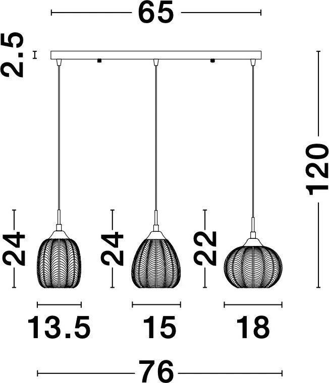 NOVALUCE 9191543 VARIO Többágú Függesztett Lámpa E27 IP20