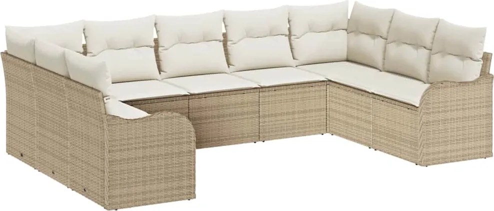 vidaXL Kerti Kanapé Szett 9 pcs Bézs polirattan