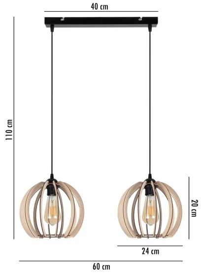 Csillár zsinóron DORO 2xE27/60W/230V