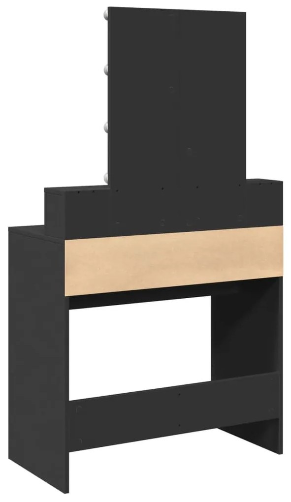 fekete fésülködőasztal LED-del 80 x 41 x 144,5 cm